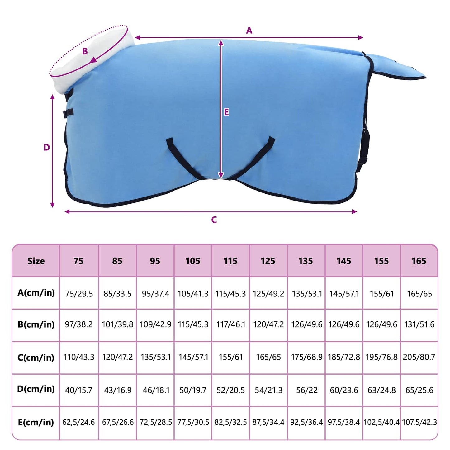 Hestetæppe Fuldt aqua 95 cm Polar fleece