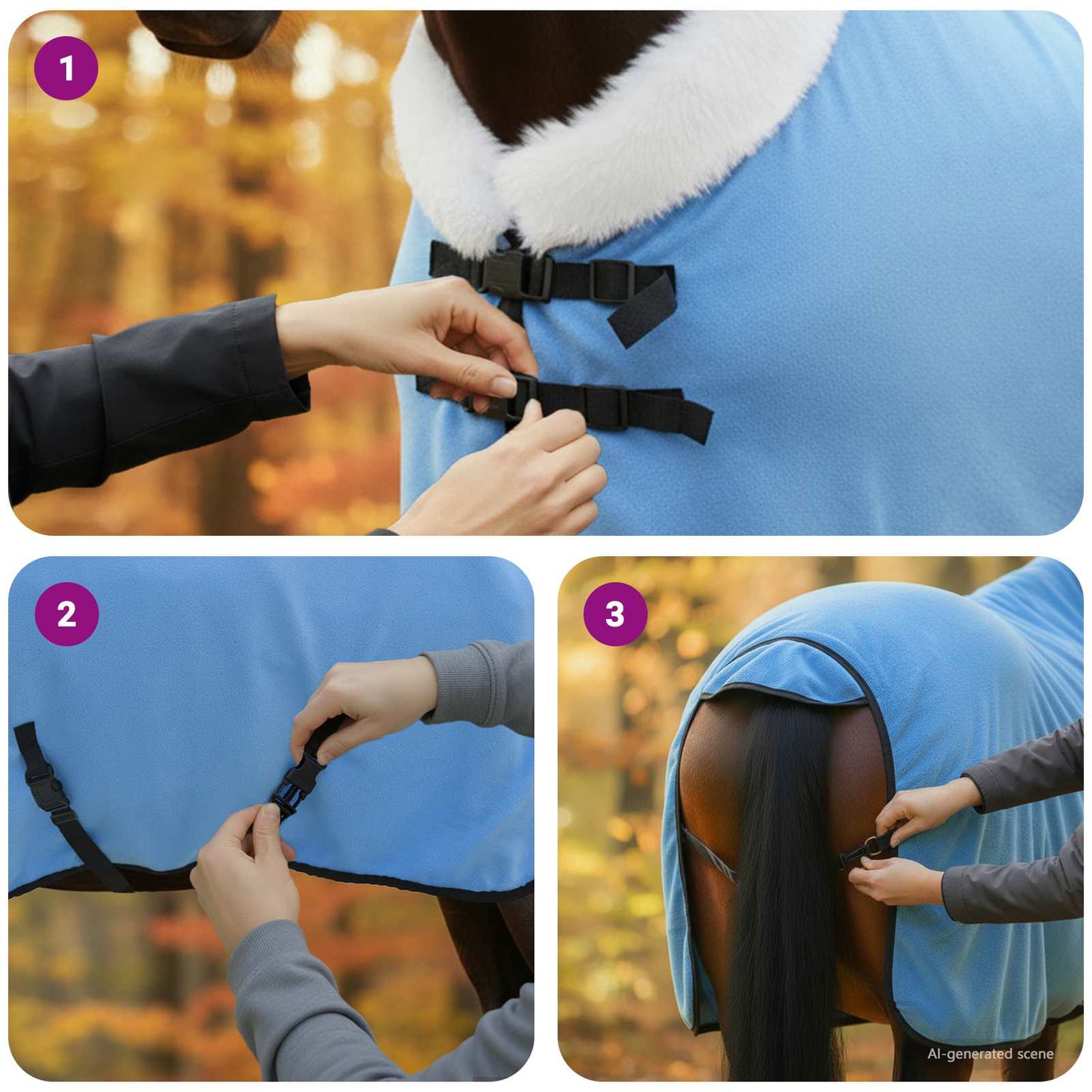 Hestetæppe Fuldt aqua 115 cm Polar fleece