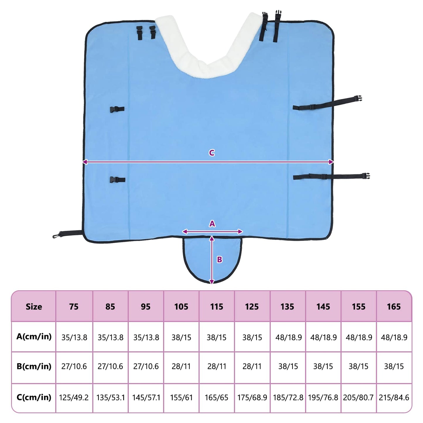 Hestetæppe Fuldt aqua 125 cm Polar fleece
