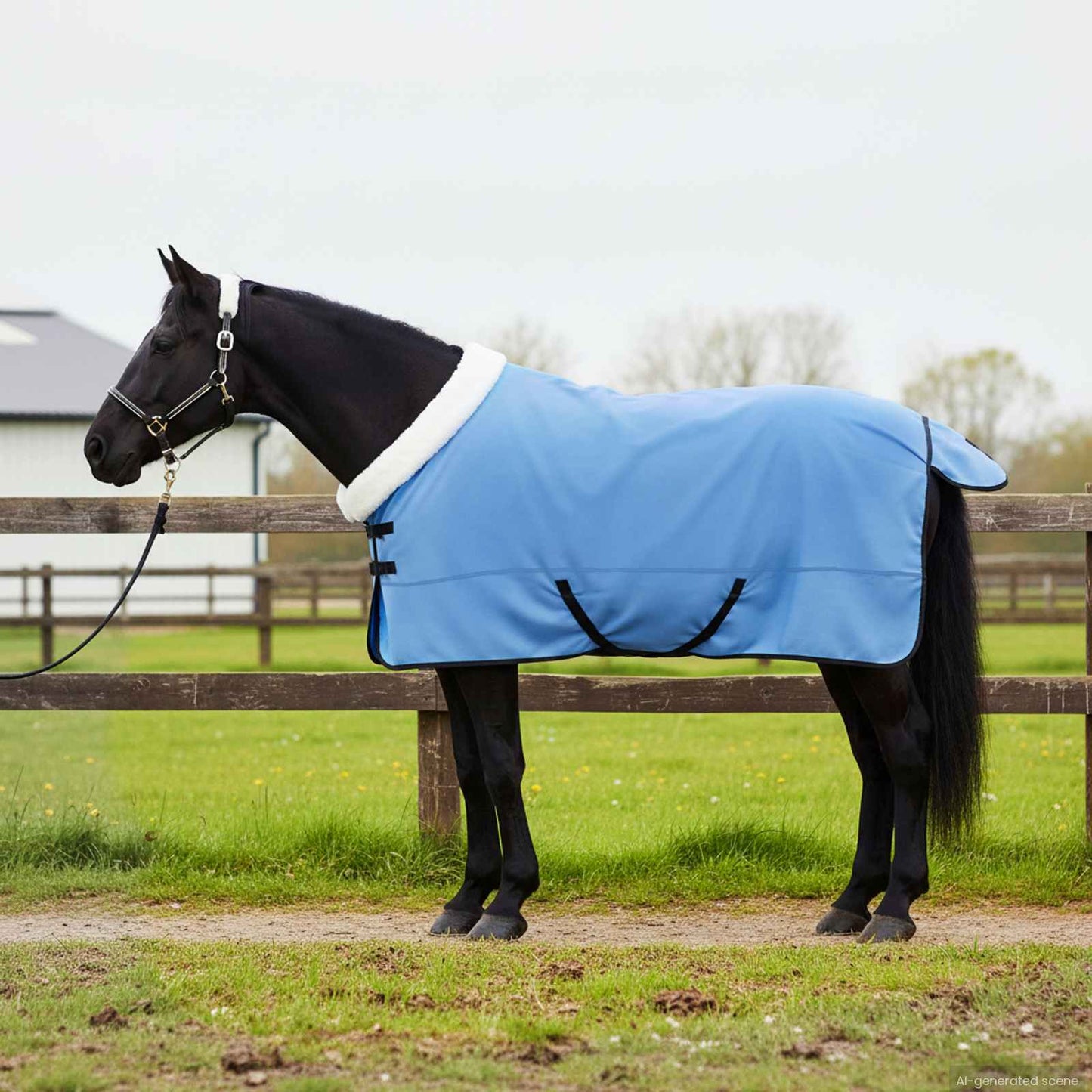 Hestetæppe Fuldt aqua 145 cm Polar fleece