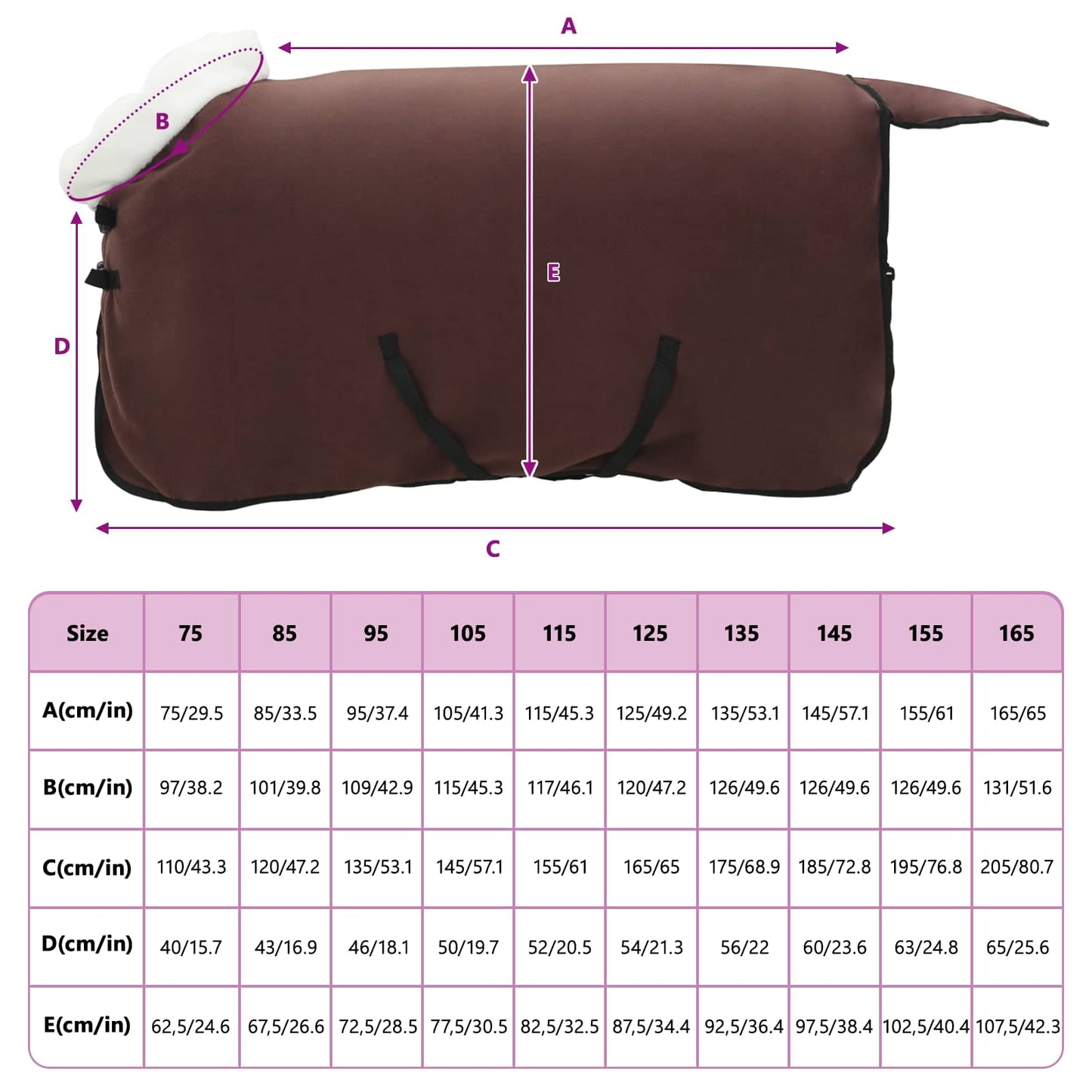 Hestetæppe Mørkebrun 105 cm Polar fleece