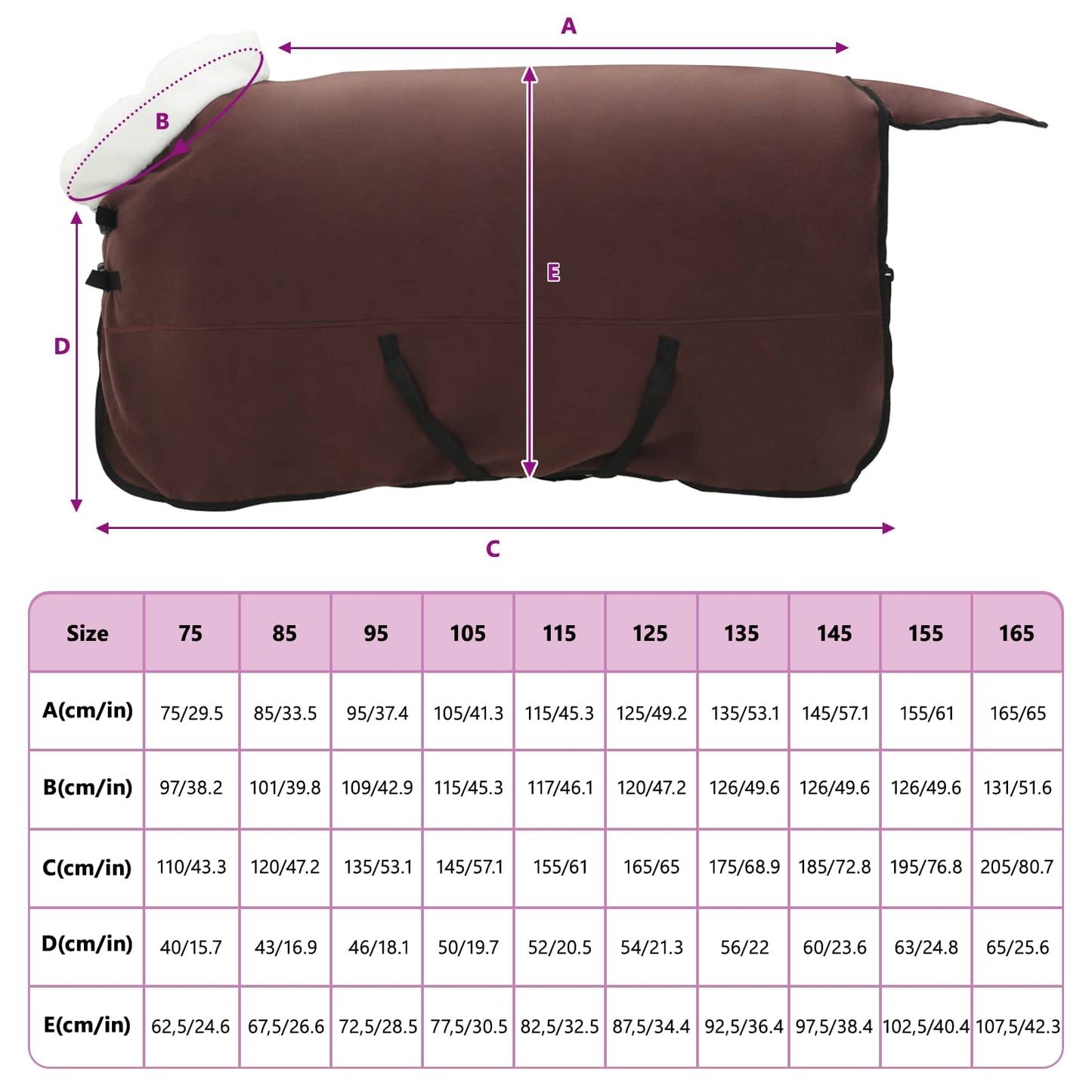 Hestetæppe Mørkebrun 145 cm Polar fleece