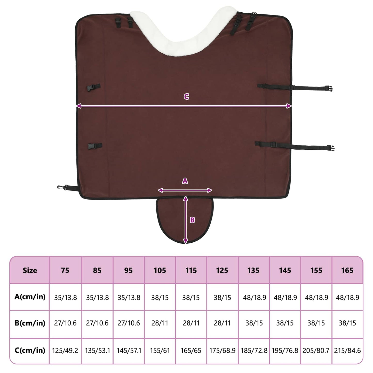Hestetæppe Mørkebrun 145 cm Polar fleece