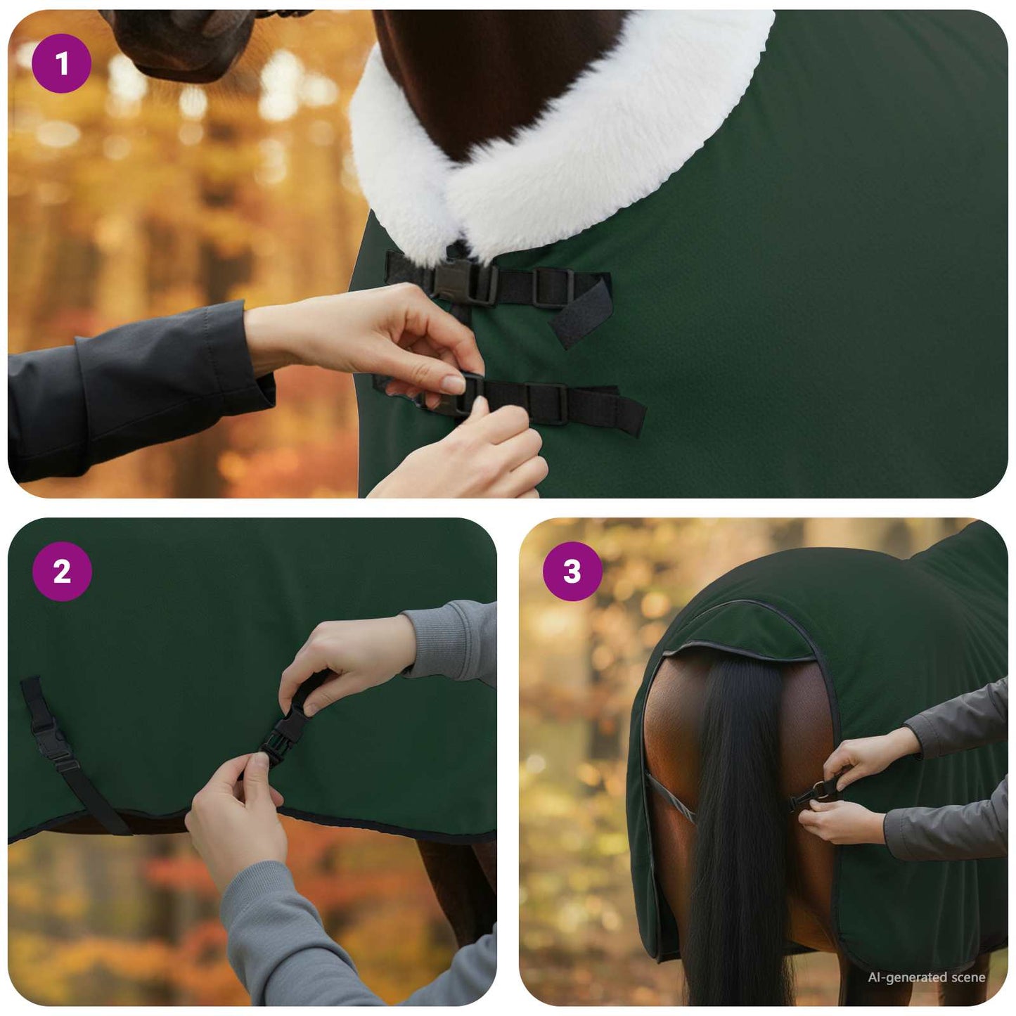 Hestetæppe Mørkegrøn 105 cm Polar fleece
