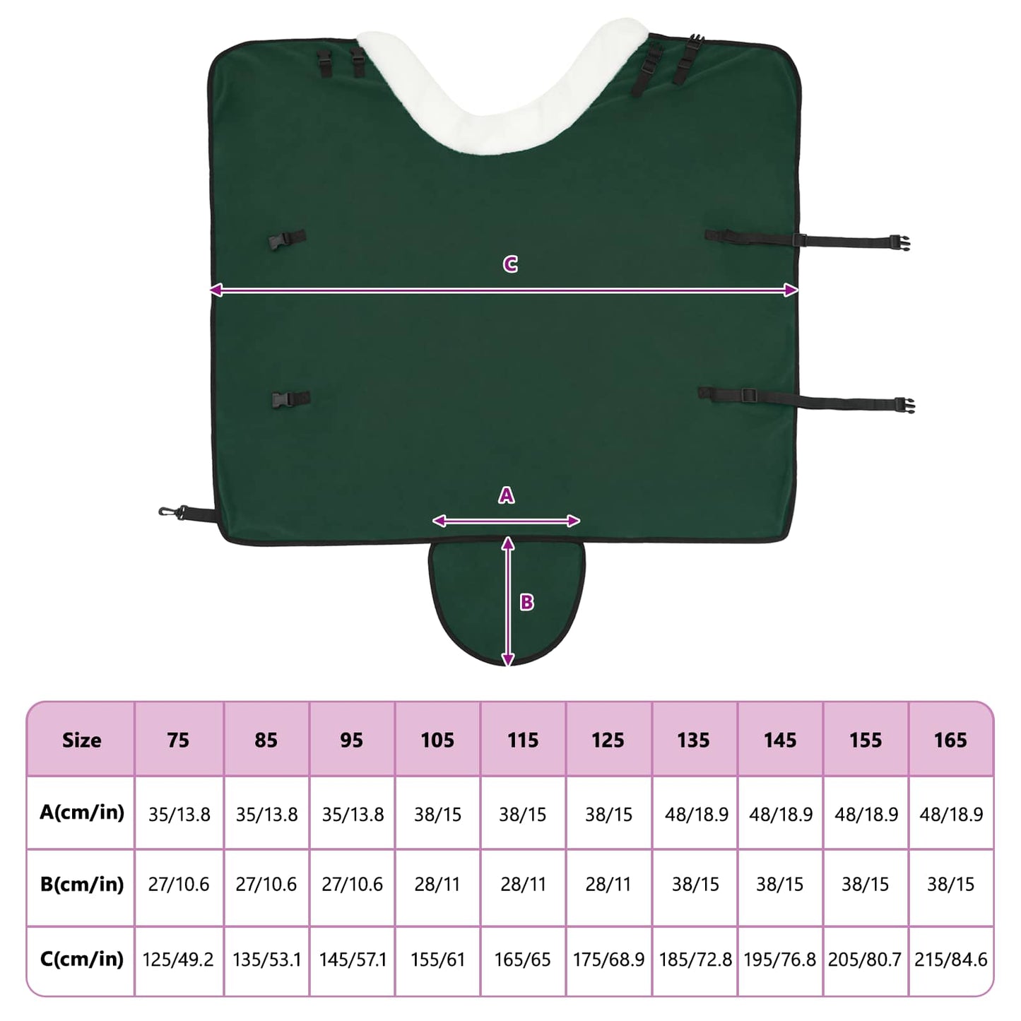 Hestetæppe Mørkegrøn 105 cm Polar fleece