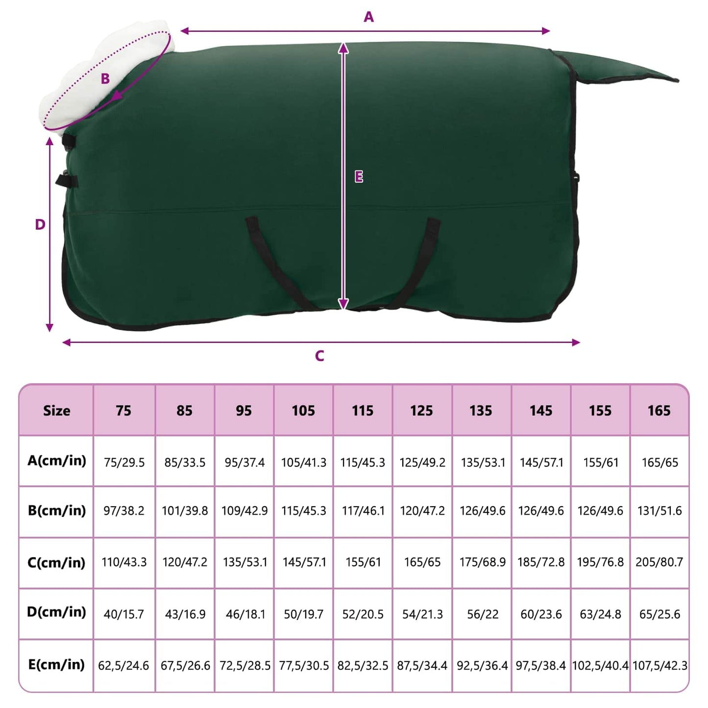 Hestetæppe Mørkegrøn 125 cm Polar fleece