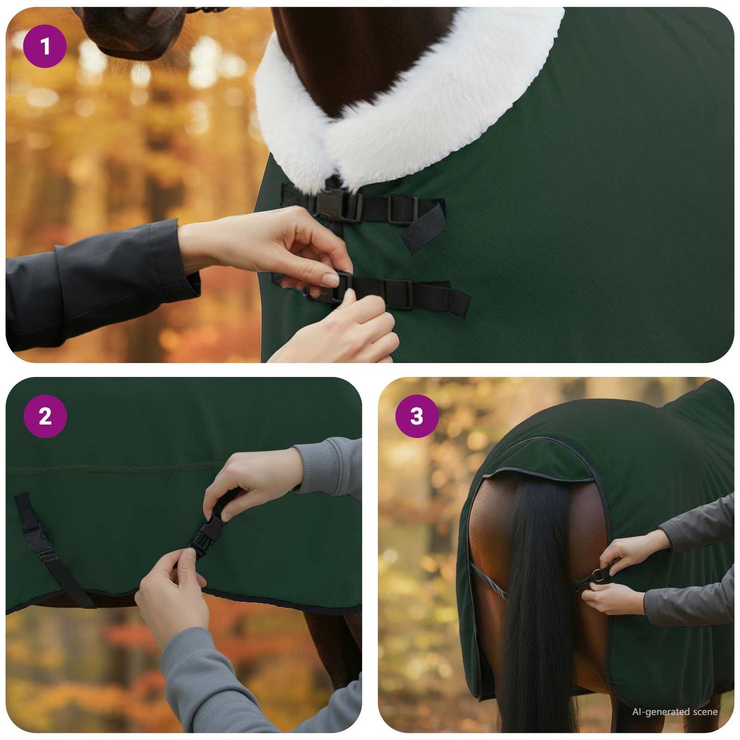 Hestetæppe Mørkegrøn 155 cm Polar fleece