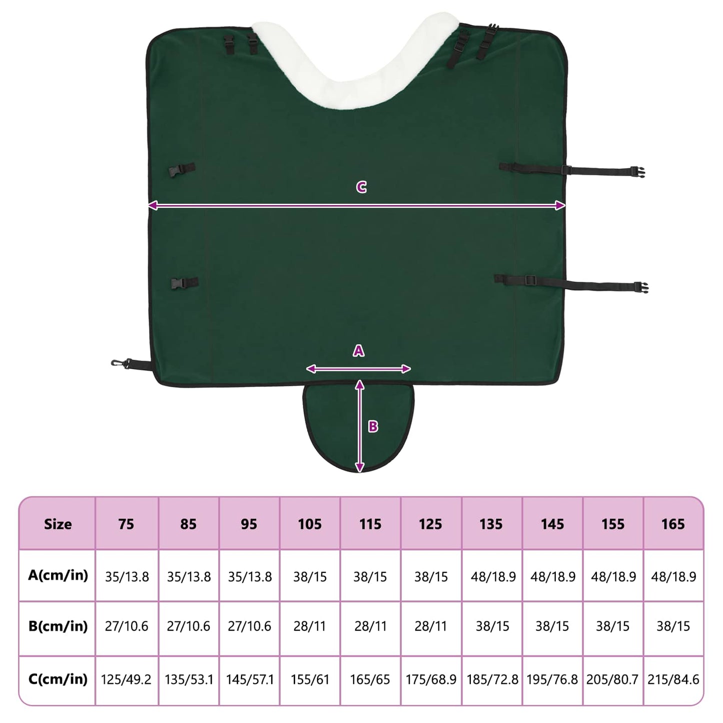 Hestetæppe Mørkegrøn 155 cm Polar fleece