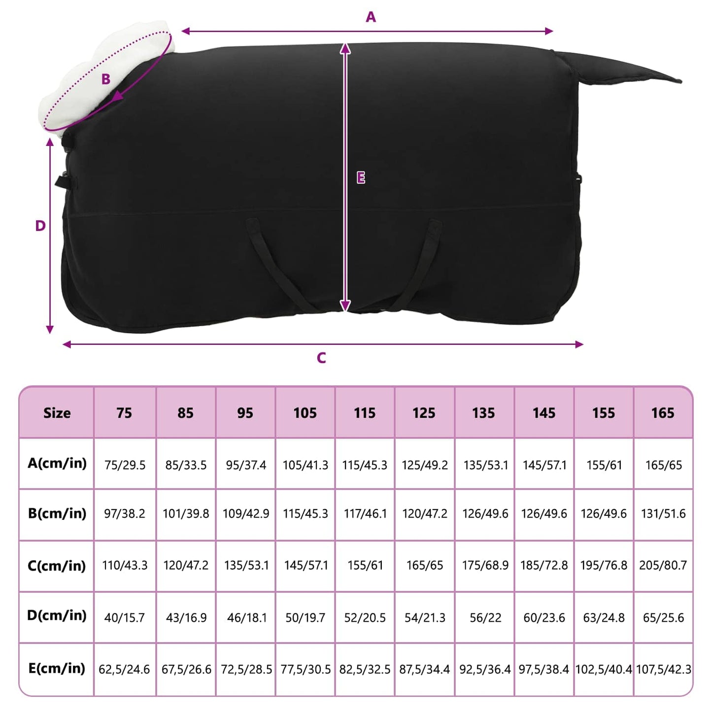 Hestetæppe Sort 145 cm Polar fleece