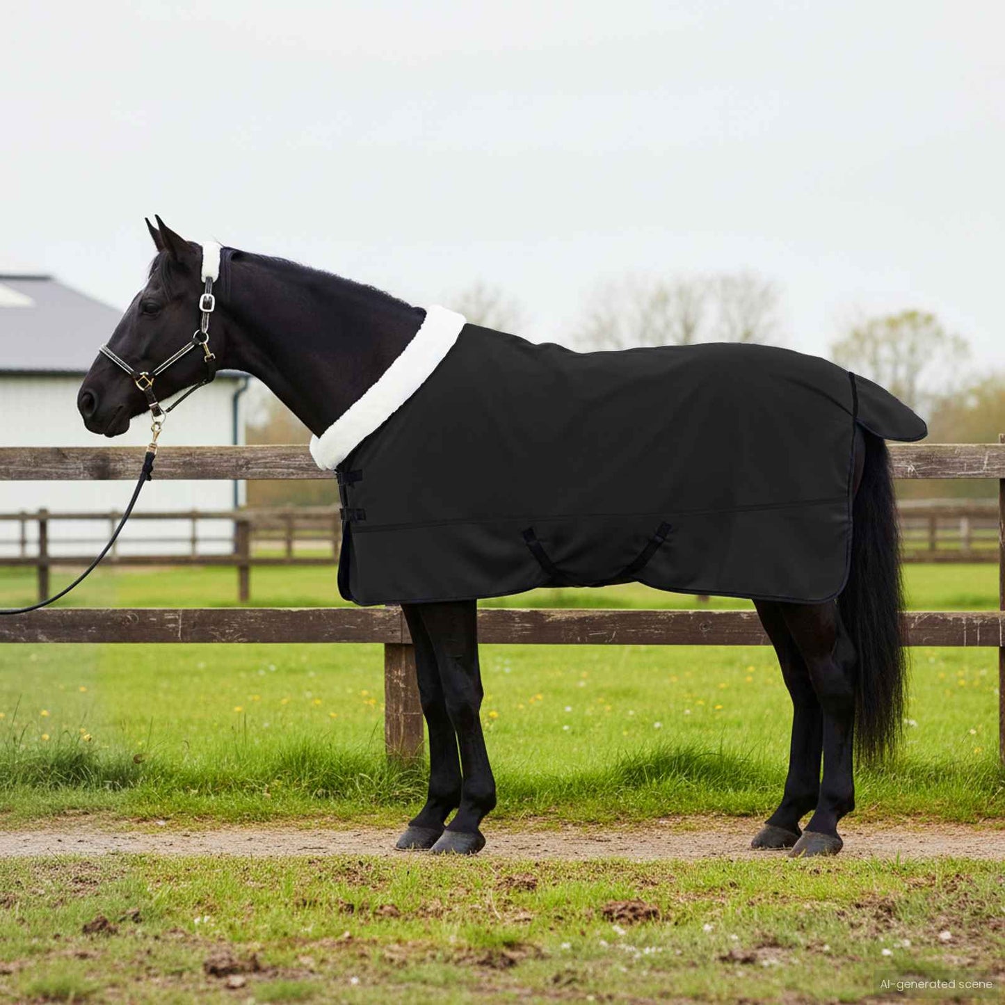 Hestetæppe Sort 165 cm Polar fleece