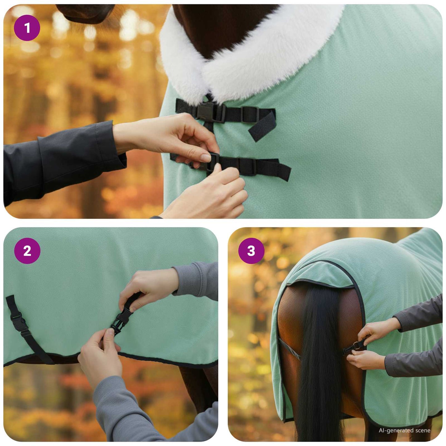 Hestetæppe Mørkegrøn 75 cm Polar fleece
