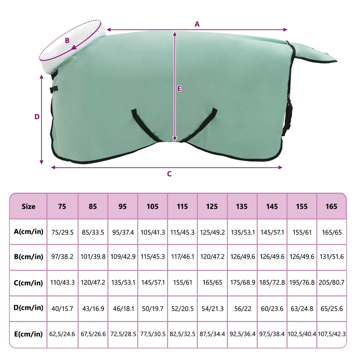 Hestetæppe Mørkegrøn 75 cm Polar fleece