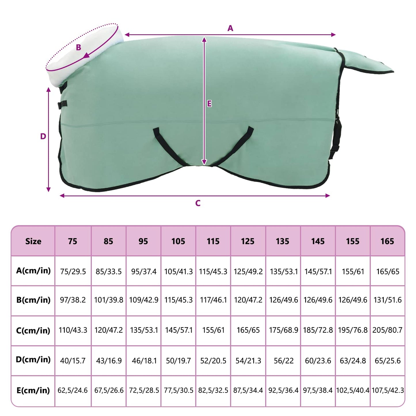 Hestetæppe Mørkegrøn 125 cm Polar fleece