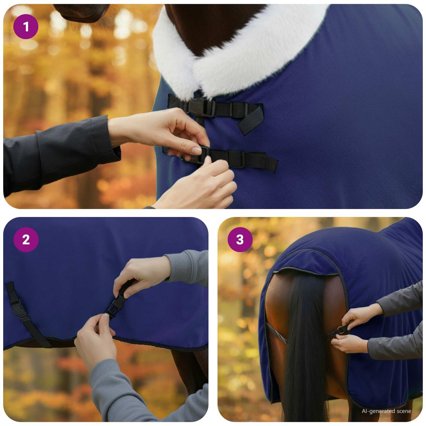 Hestetæppe Mørkeblå 85 cm Polar fleece