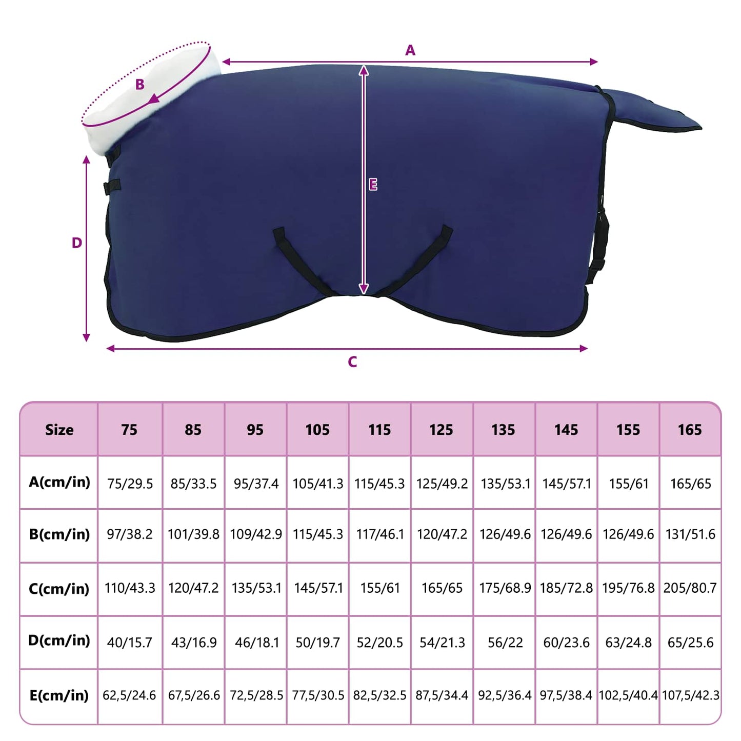 Hestetæppe Mørkeblå 85 cm Polar fleece