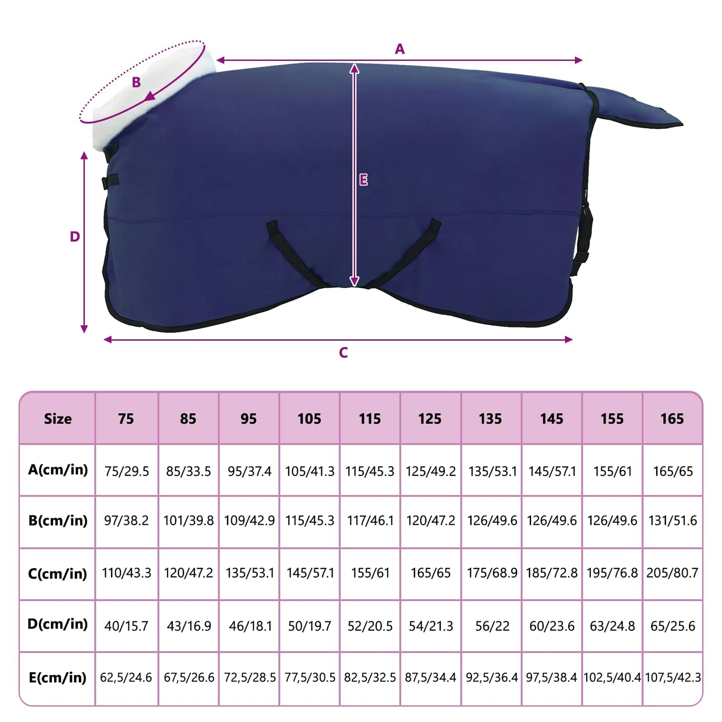 Hestetæppe Mørkeblå 125 cm Polar fleece