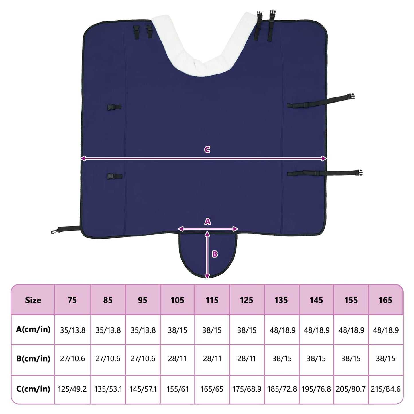 Hestetæppe Mørkeblå 155 cm Polar fleece