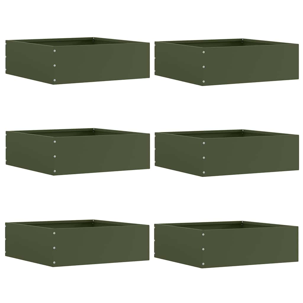 Plænekant 6 pcs Oliven grøn 40 x 40 x 13 cm Stål