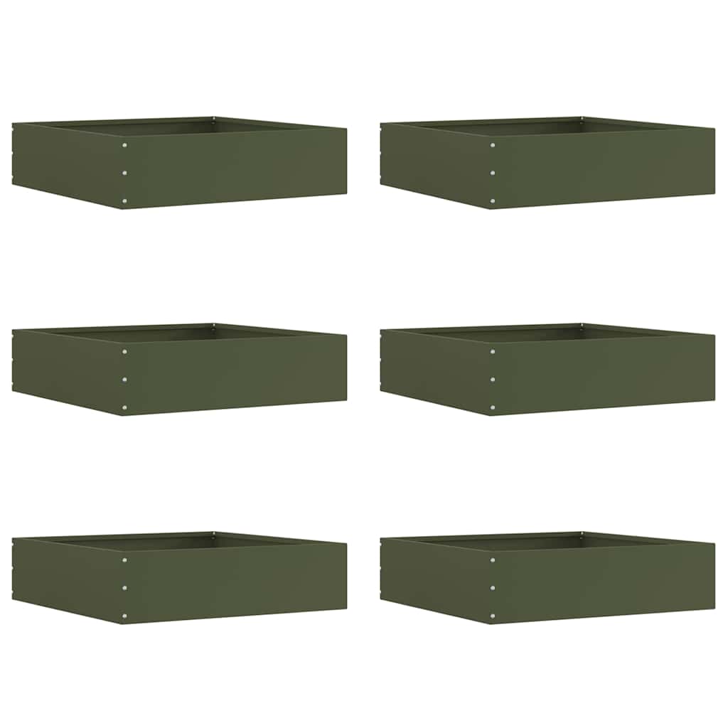 Plænekant 6 pcs Oliven grøn 50 x 50 x 13 cm Stål