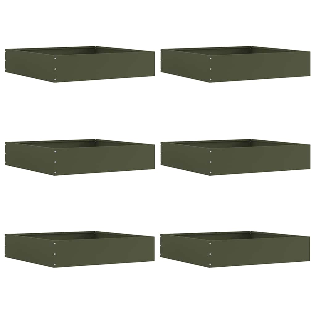 Plænekant 6 pcs Oliven grøn 60 x 60 x 13 cm Stål
