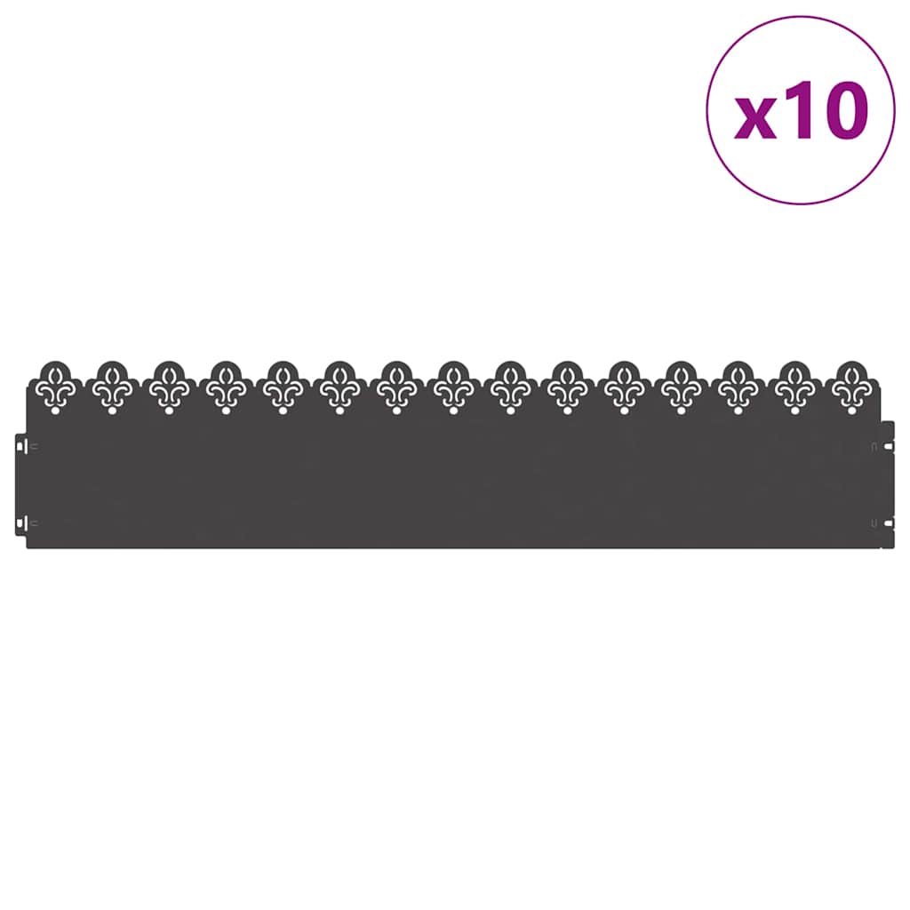 Plænekanter 10 pcs Sort 103 x 0,05 x 22 cm Stål