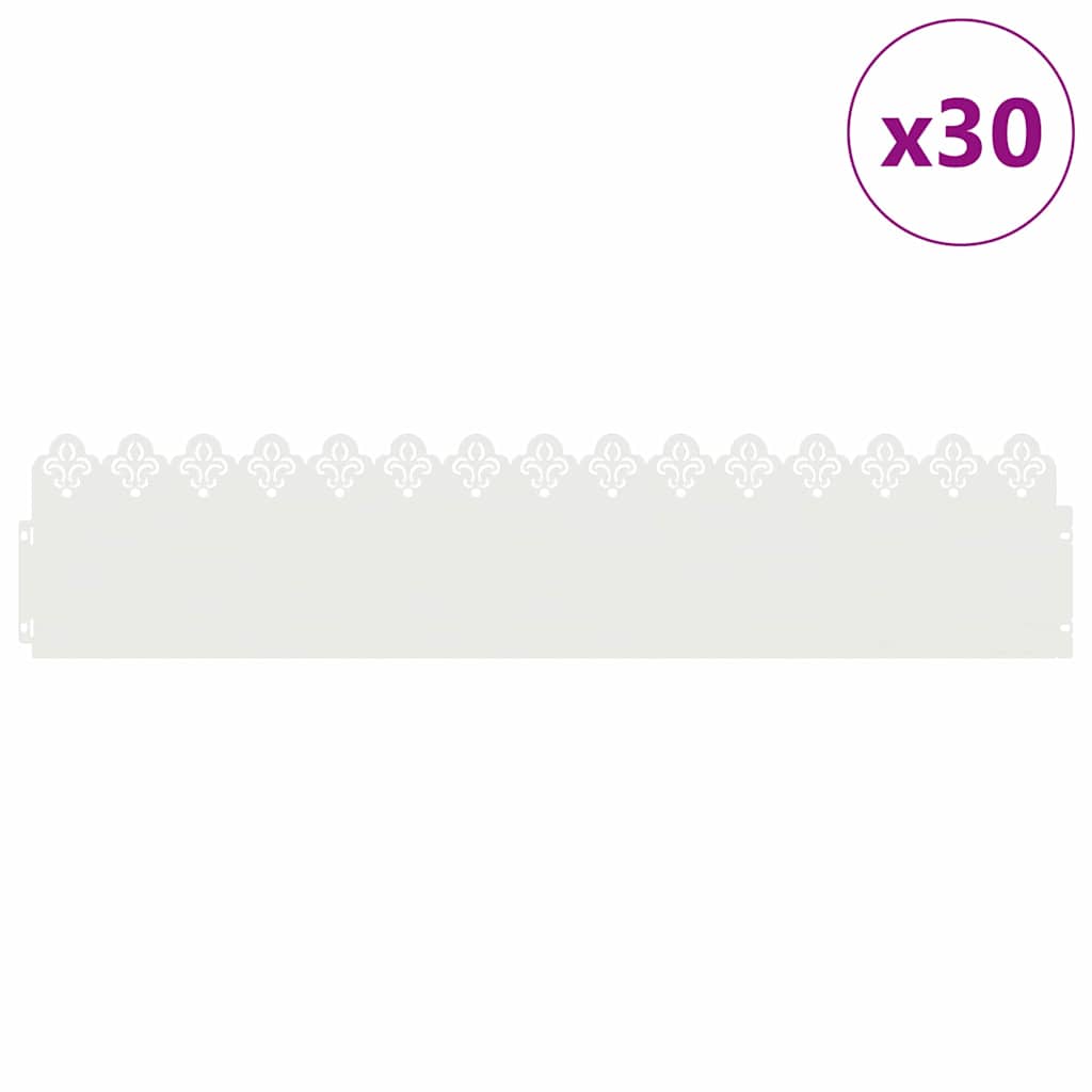 Plænekanter 30 pcs Hvid 103 x 0,05 x 22 cm Stål