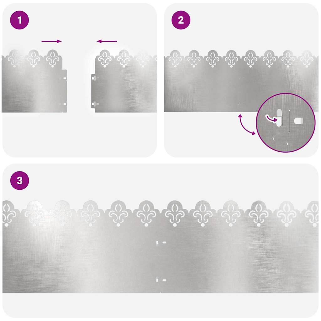 Plænekanter 10 pcs Sølv 103 x 0,05 x 22 cm Rustfrit stål