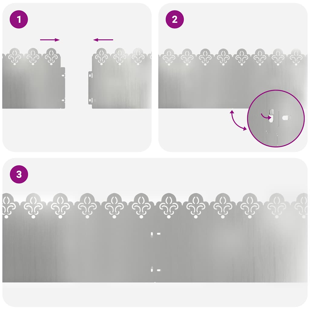 Plænekanter 10 pcs Sølv 103 x 0,05 x 22 cm Galvaniseret stål