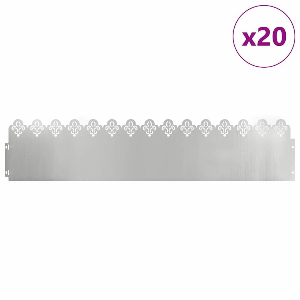 Plænekanter 20 pcs Sølv 103 x 0,05 x 22 cm Galvaniseret stål