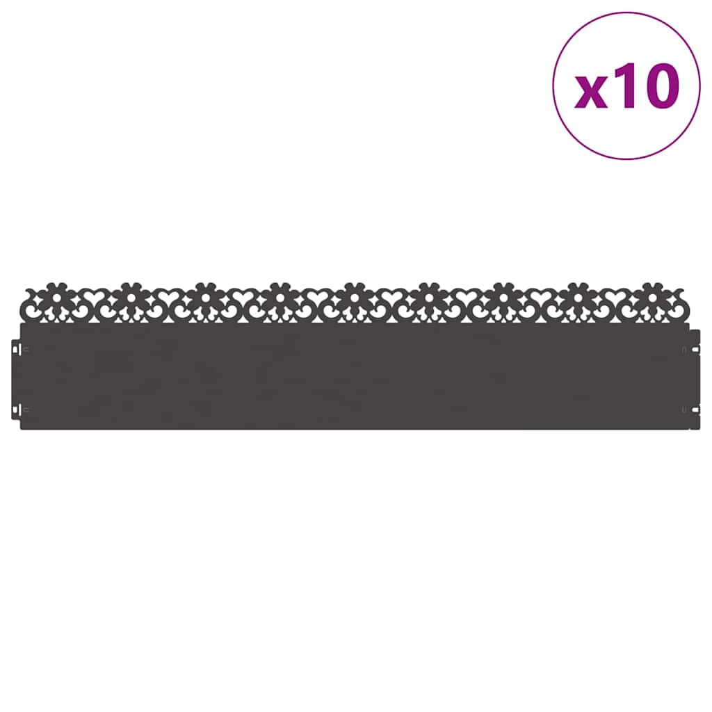 Plænekanter 10 pcs Sort 103 x 0,05 x 22 cm Stål