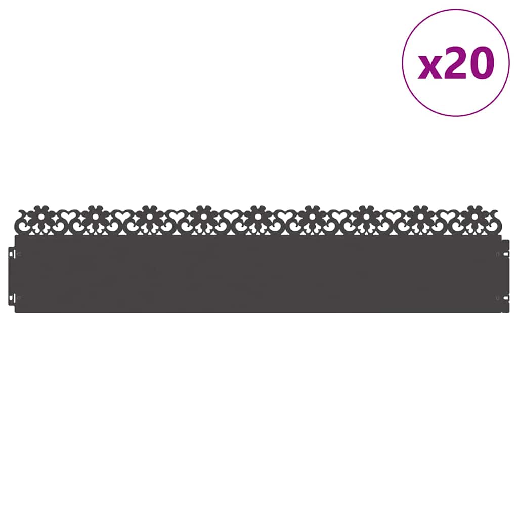 Plænekanter 20 pcs Sort 103 x 0,05 x 22 cm Stål