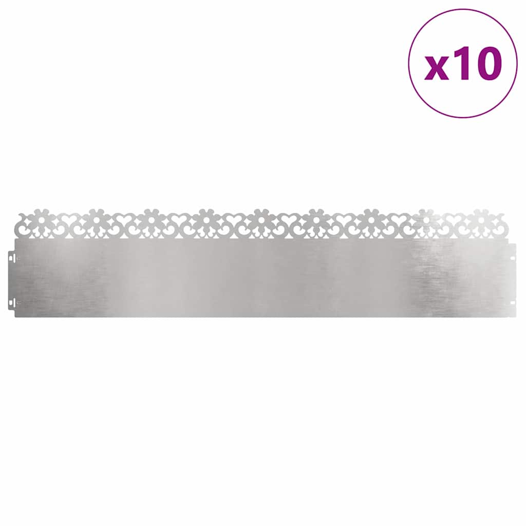 Plænekanter 10 pcs Sølv 103 x 0,05 x 22 cm Rustfrit stål