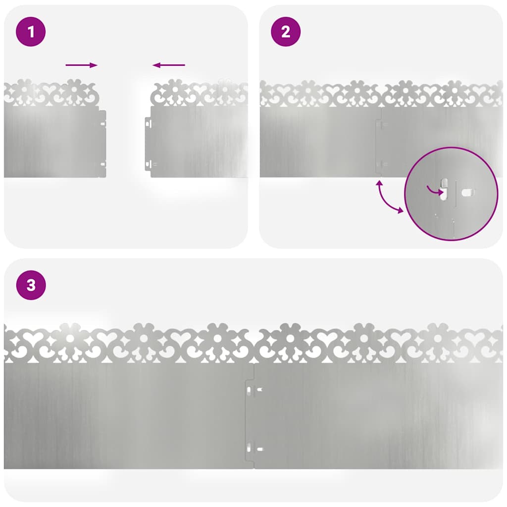 Plænekanter 10 pcs Sølv 103 x 0,05 x 22 cm Galvaniseret stål