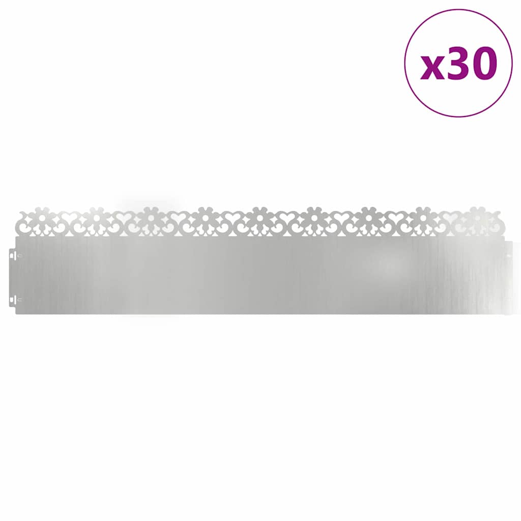 Plænekanter 30 pcs Sølv 103 x 0,05 x 22 cm Galvaniseret stål