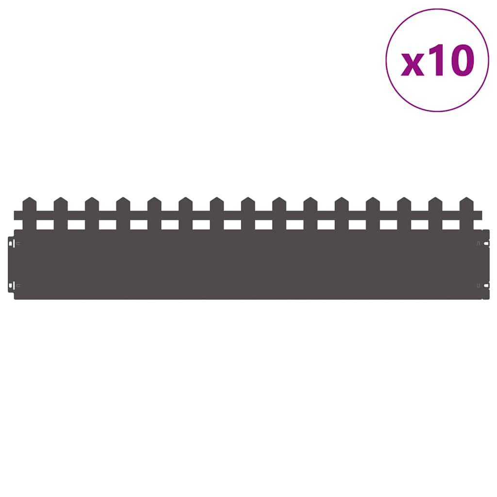 Plænekanter 10 pcs Sort 103 x 0,05 x 22 cm Stål