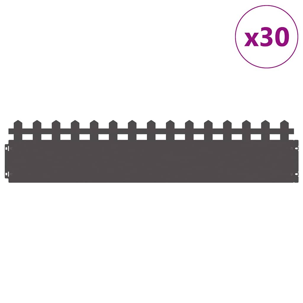 Plænekanter 30 pcs Sort 103 x 0,05 x 22 cm Stål
