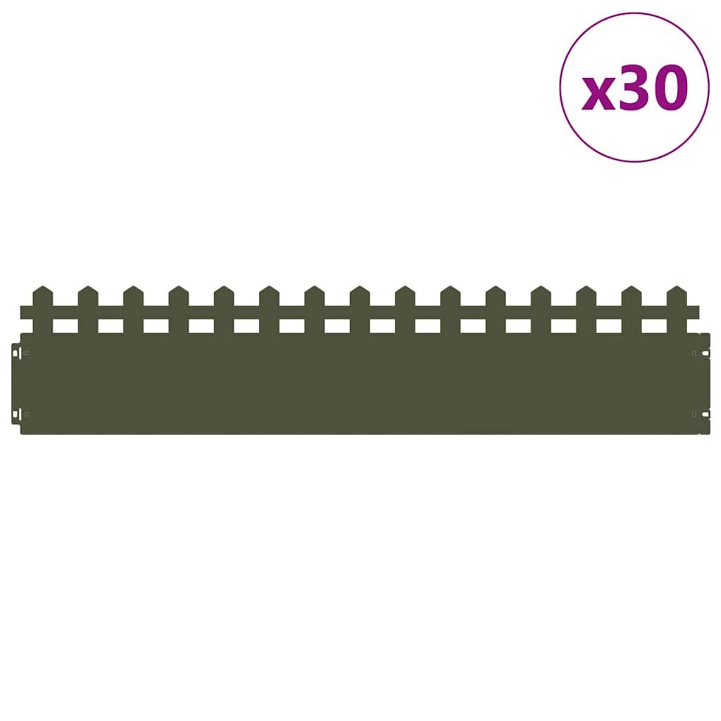 Plænekanter 30 pcs Oliven grøn 103 x 0,05 x 22 cm Stål