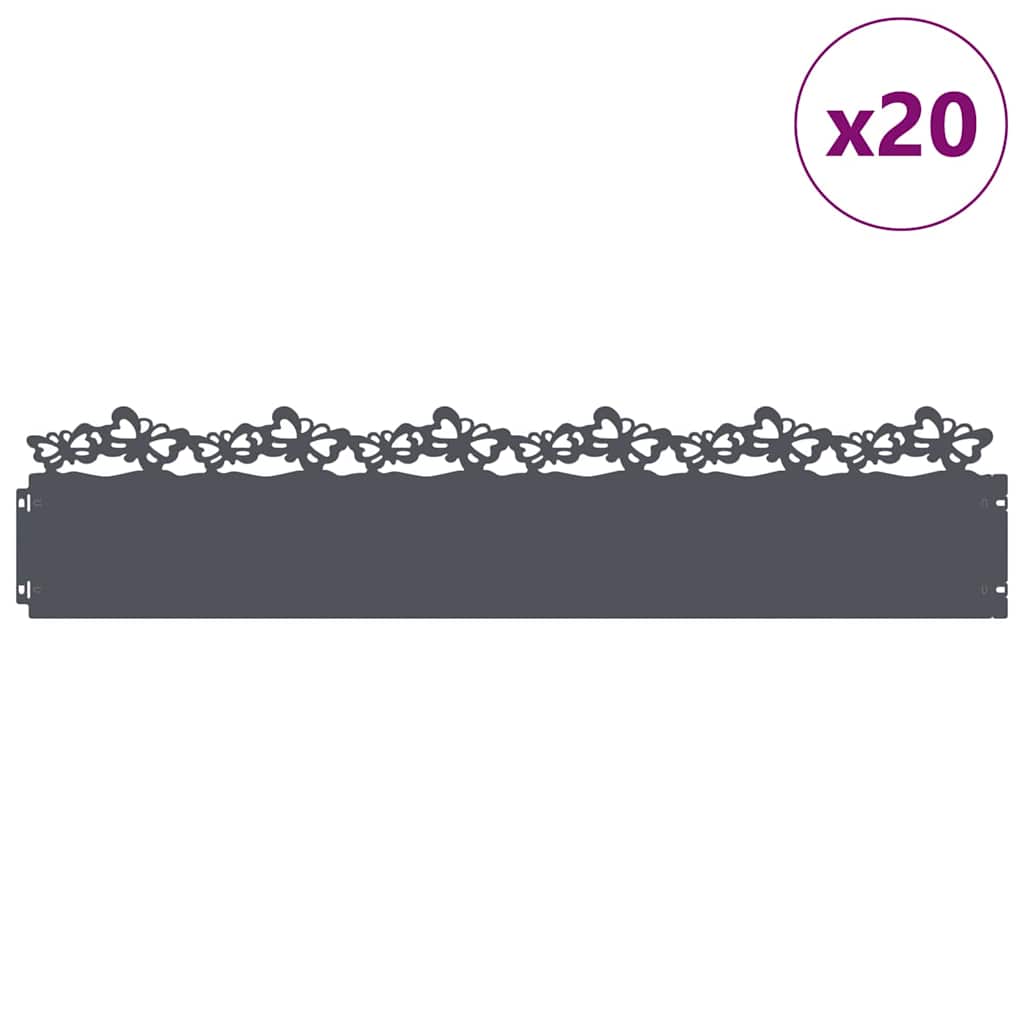 Plænekanter 20 pcs Antracit 103 x 0,05 x 22 cm Stål