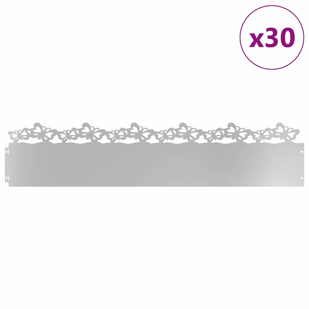 Plænekanter 30 pcs Sølv 103 x 0,05 x 22 cm Galvaniseret stål