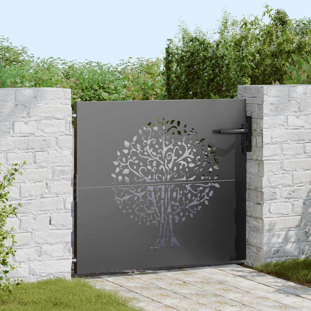 Haveport 85 x 100 cm Pulverlakeret Stål Sort Låses