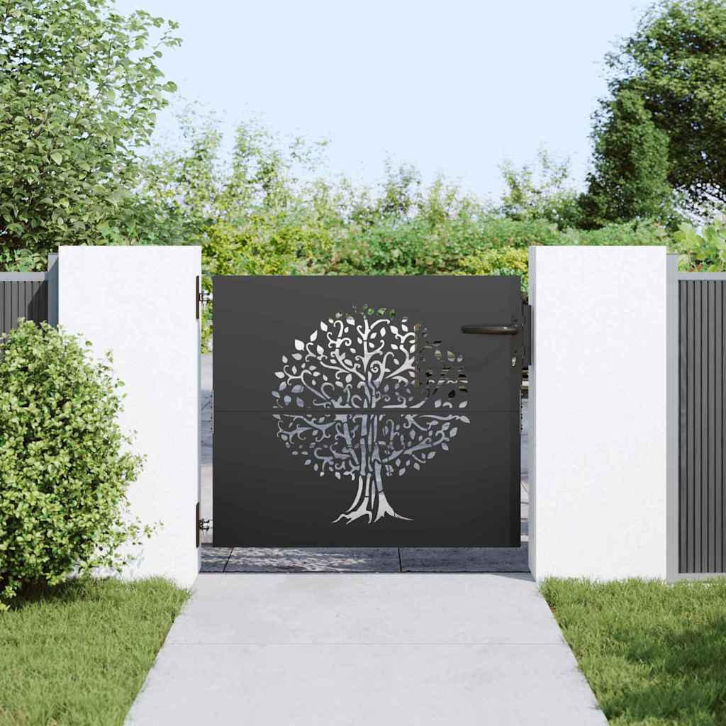 Haveport 85 x 100 cm Pulverlakeret Stål Sort Låses