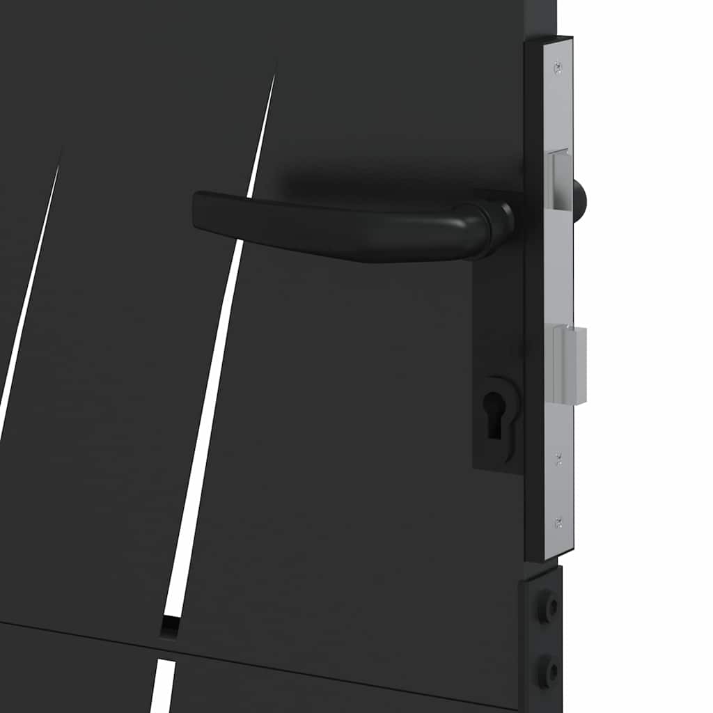 Haveport med lås Sort 85 x 150 cm Pulverlakeret Stål