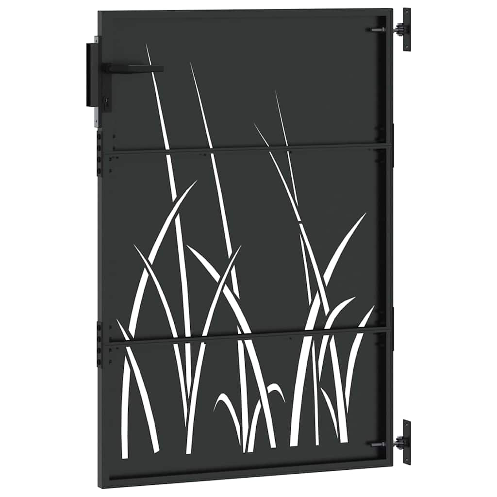 Haveport med lås Sort 85 x 150 cm Pulverlakeret Stål