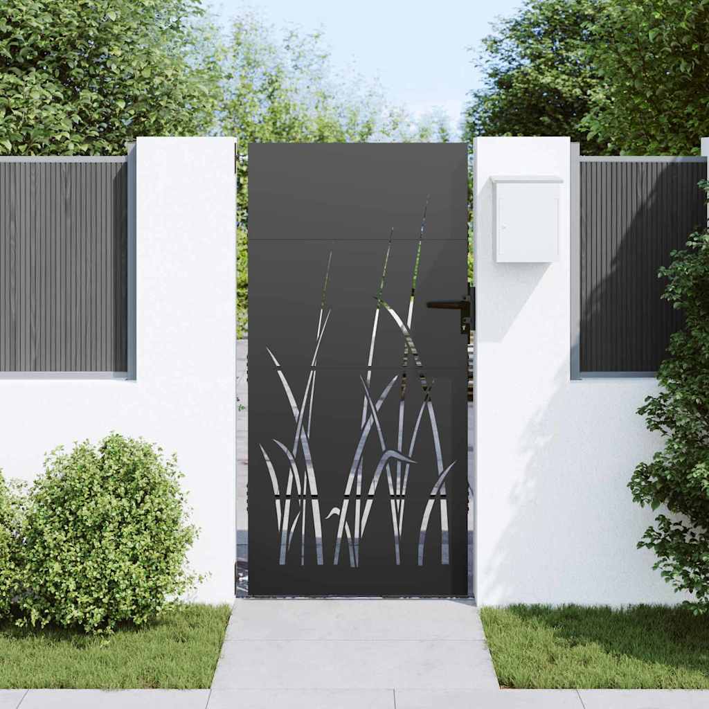 Haveport med lås Sort 85 x 175 cm Pulverlakeret Stål