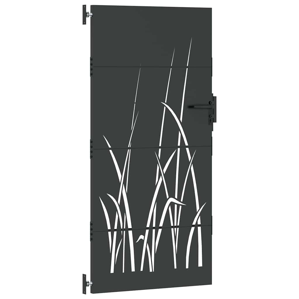 Haveport med lås Sort 85 x 175 cm Pulverlakeret Stål