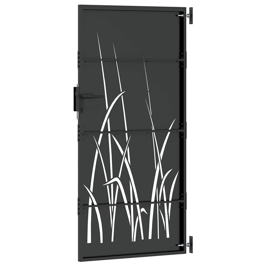 Haveport med lås Sort 85 x 175 cm Pulverlakeret Stål