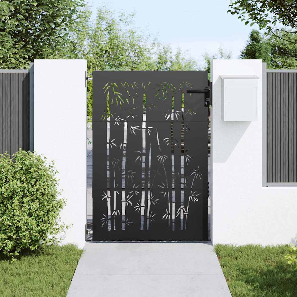 Haveport med lås Sort 85 x 150 cm Pulverlakeret Stål