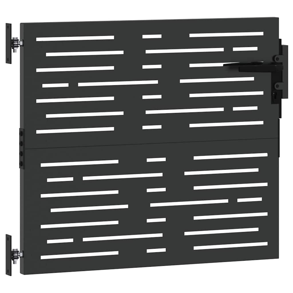 Haveport med lås Sort 85 x 100 cm Pulverlakeret Stål