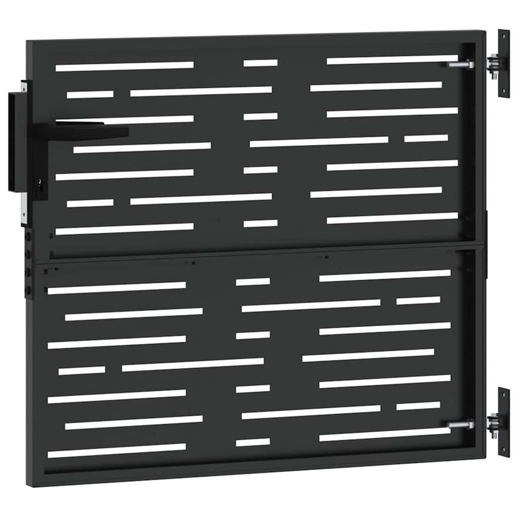Haveport med lås Sort 85 x 100 cm Pulverlakeret Stål