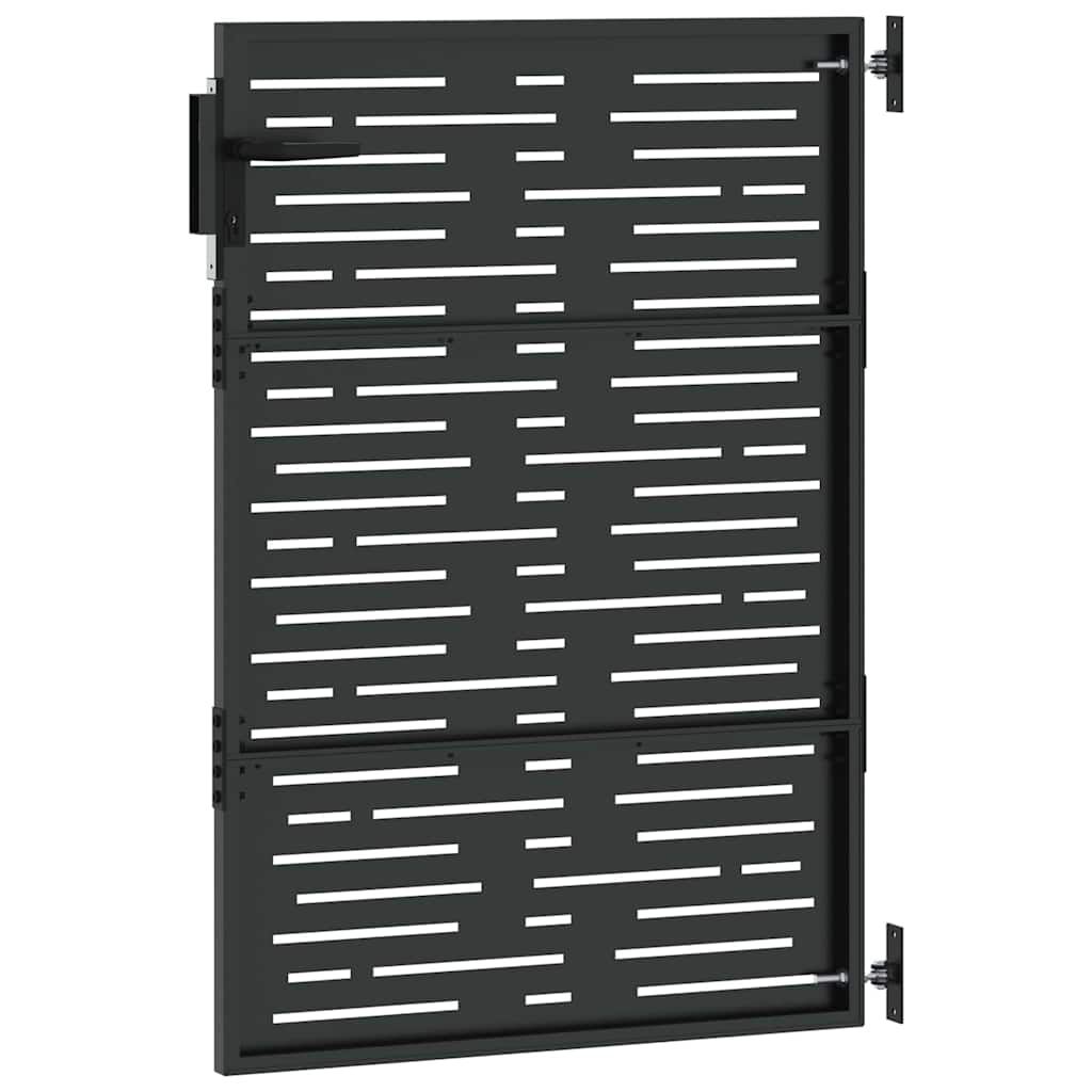 Haveport med lås Sort 85 x 125 cm Pulverlakeret Stål